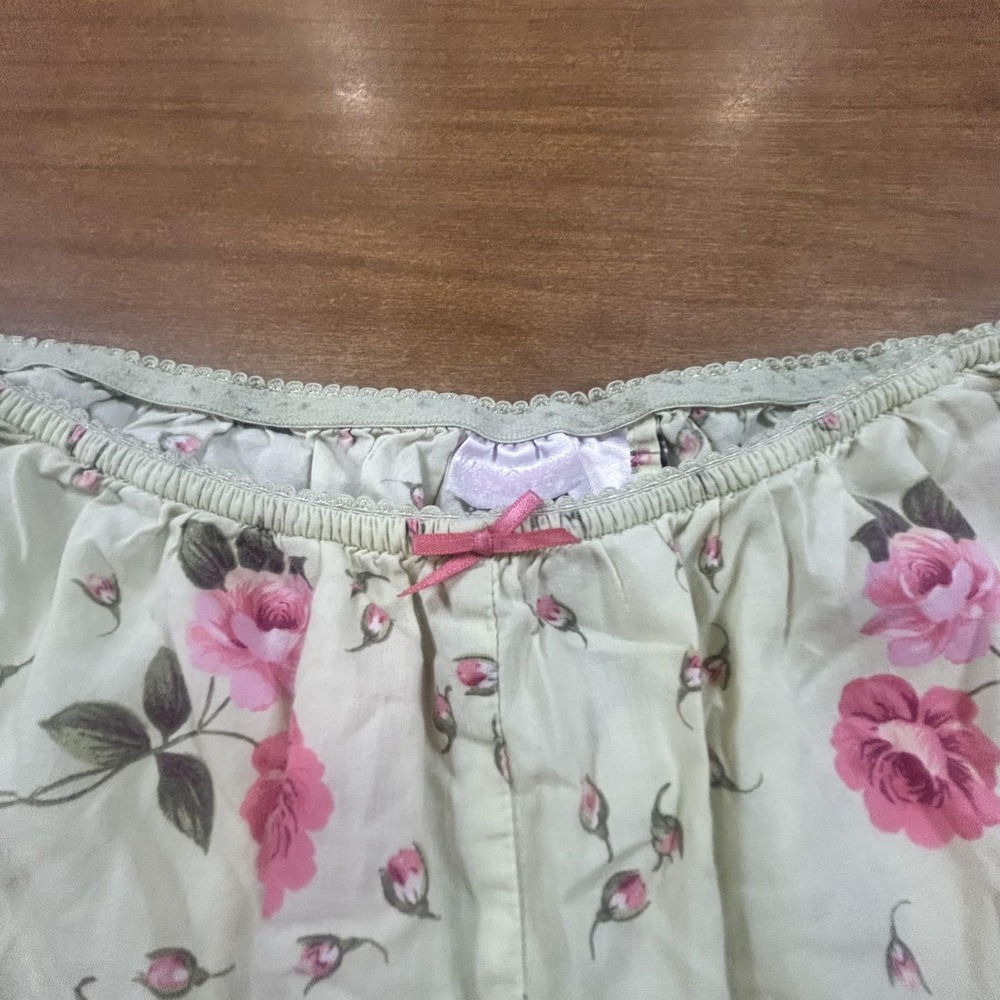 Victoria's Secret Pajama Pants Womens Small White Rose Floral Cotton Capri VTG - Picture 4 of 7